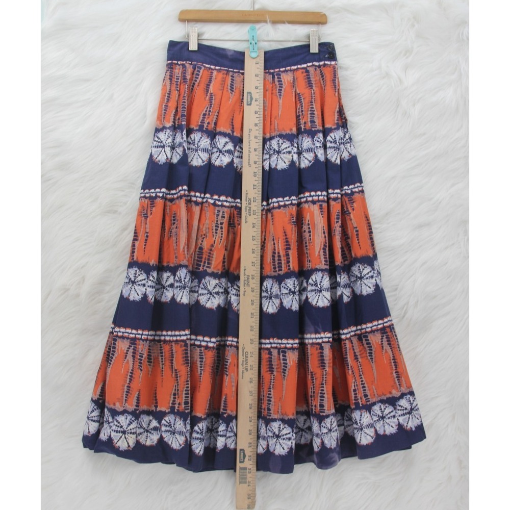 Vintage Jack Schnittman Full Midi Skirt S Blue Orange Tie Dye Boho Hippie #1006 - Picture 5 of 16